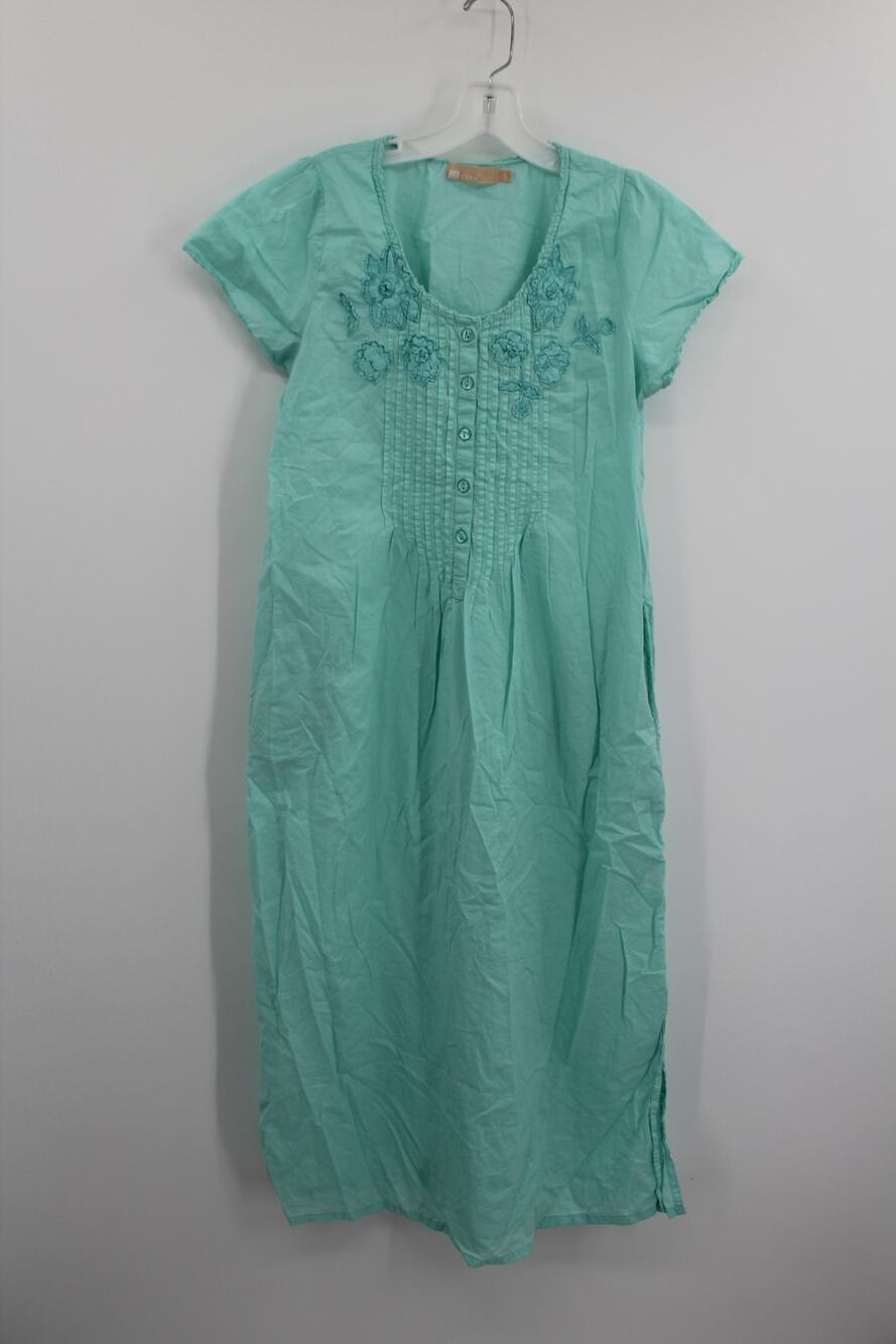 La Cera Nightgown Small Pintuck Prairie Cottage Grandma Core Country Blue
